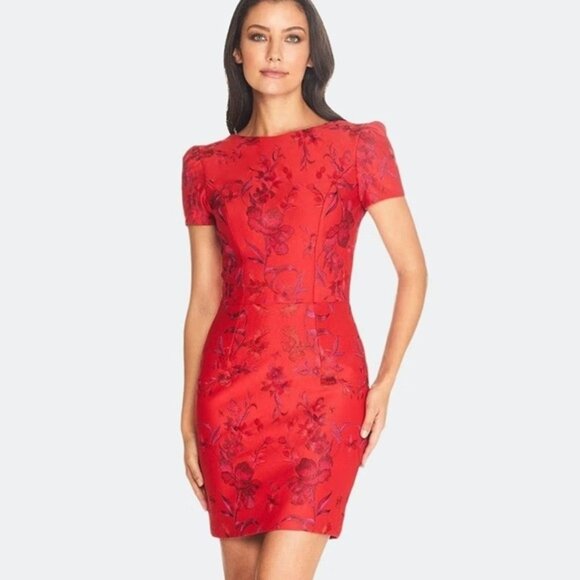 Dress the Population XS Red Rouge Joyce Embroidered Dress - Picture 1 of 9